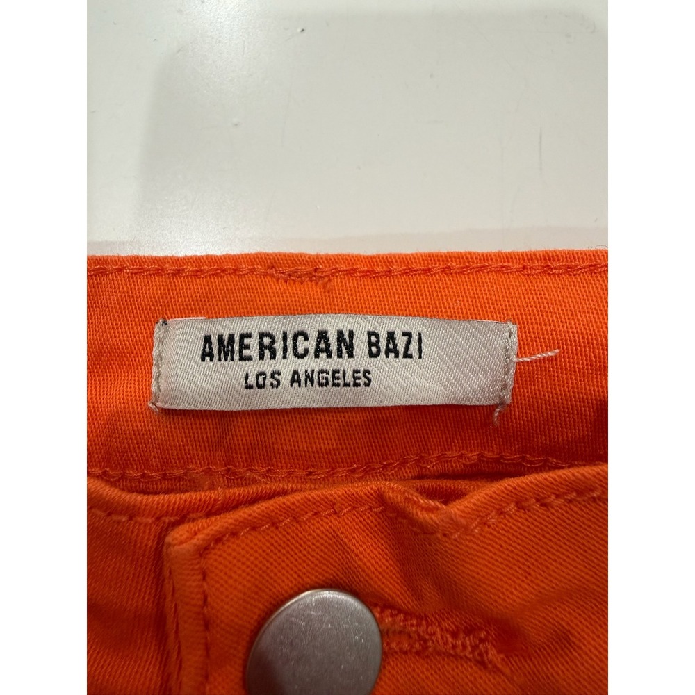American Bazi Orange Cargo Wide Leg Pants High Rise Utility Grommet Straps Small - Picture 4 of 9